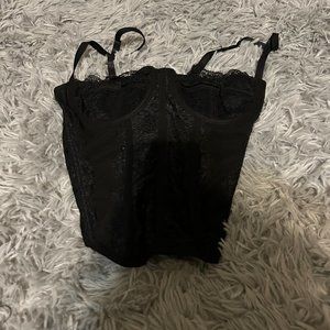 black corset top, vintage thrift store, super flattering, size small